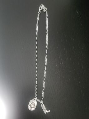 Silver-tone Cowgirl Hat and Boot Charm Necklace